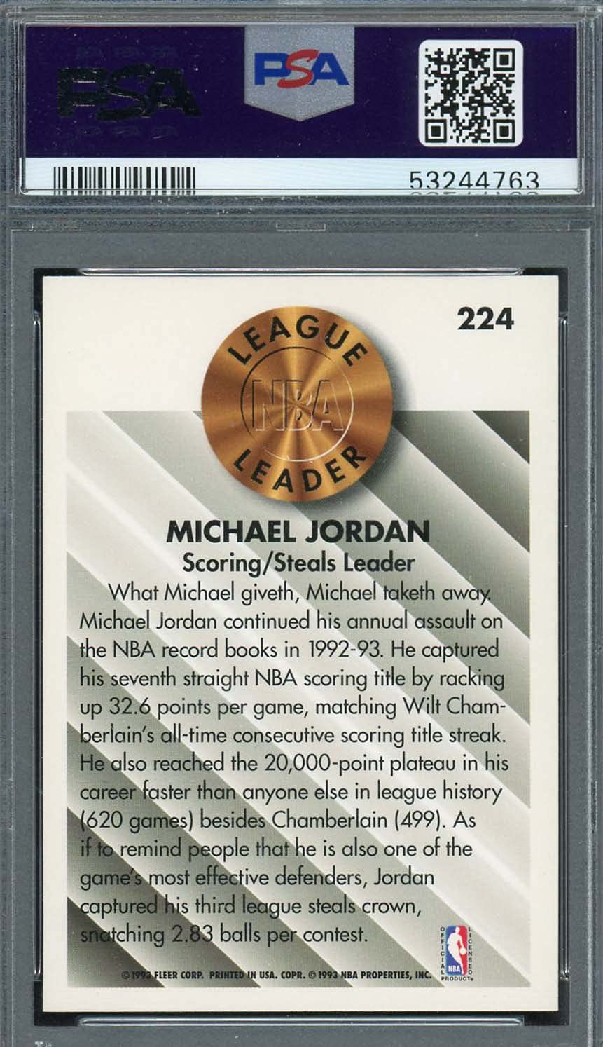 Amazon.com: Michael Jordan 1993 Fleer Basketball Card #224 Graded